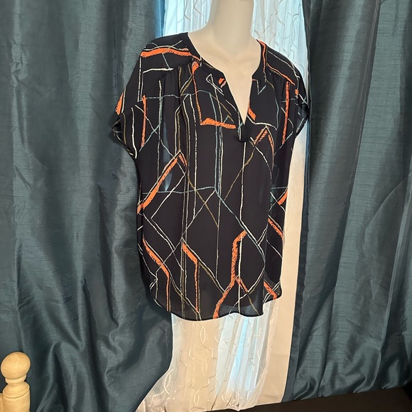 Banana Republic Tops - Banana Republic Black and Orange Geometric Blouse